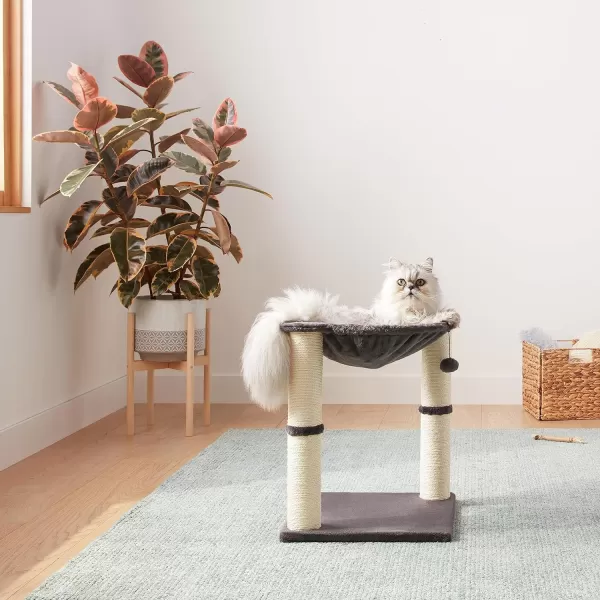 Amazon Basics Cat Tower with Hammock and Scratching Posts for Indoor Cats 158 x 158 x 197 Inches BeigeCat Hammock Gray