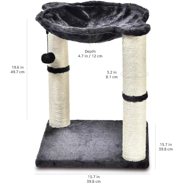 Amazon Basics Cat Tower with Hammock and Scratching Posts for Indoor Cats 158 x 158 x 197 Inches BeigeCat Hammock Gray