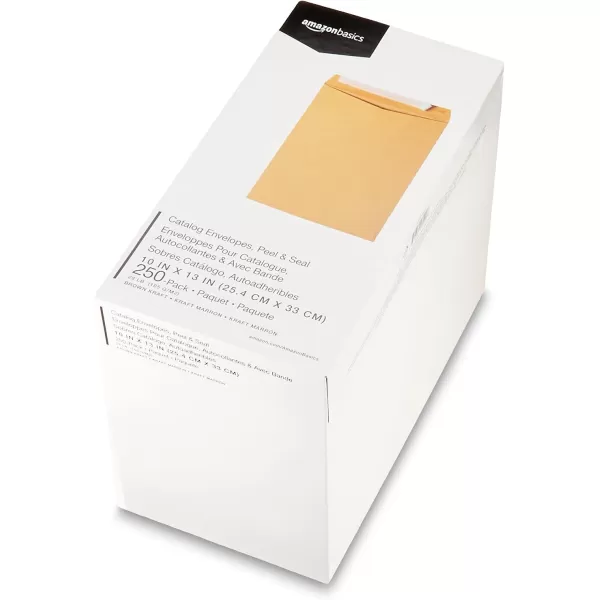 Amazon Basics Catalog Mailing Envelopes Peel amp Seal 10x13 Inch Brown Kraft 250Pack250Pack 10 x 13 Envelopes