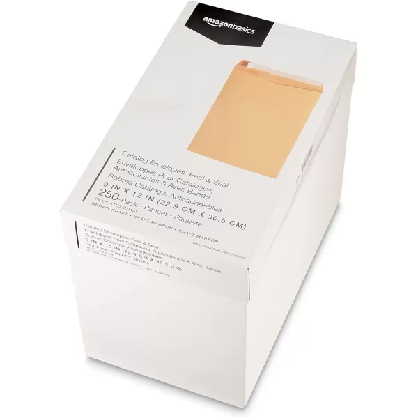 Amazon Basics Catalog Mailing Envelopes Peel amp Seal 10x13 Inch Brown Kraft 250Pack250Pack 9 x 12 Envelopes