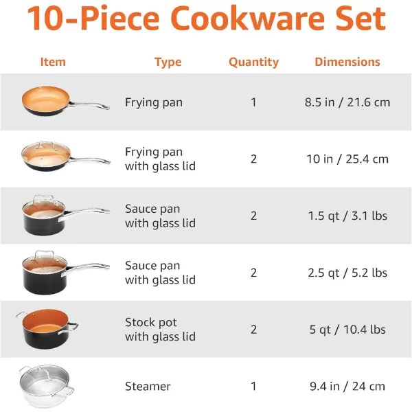 Amazon Basics Ceramic Nonstick Baking Sheets and Pans Bakeware Set 5Piece Set Copper Color10Piece Set