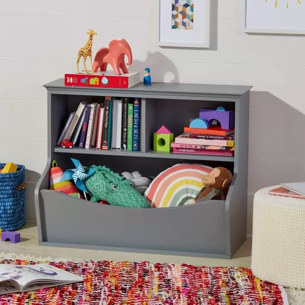 Amazon Basics Childrens MultiFunctional 4 Shelf Bookcase and Toy Storage Bin White 1484 D x 3125 W x 2456 HGrey