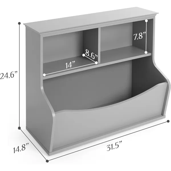 Amazon Basics Childrens MultiFunctional 4 Shelf Bookcase and Toy Storage Bin White 1484 D x 3125 W x 2456 HGrey