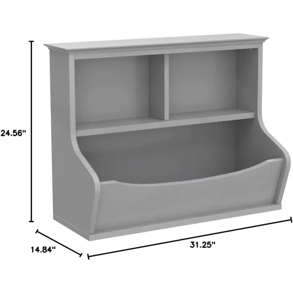 Amazon Basics Childrens MultiFunctional 4 Shelf Bookcase and Toy Storage Bin White 1484 D x 3125 W x 2456 HGrey