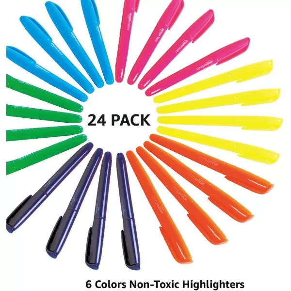 Amazon Basics Chisel Tip Fluorescent Ink Highlighters Assorted Colors  Pack of 1224 Pack