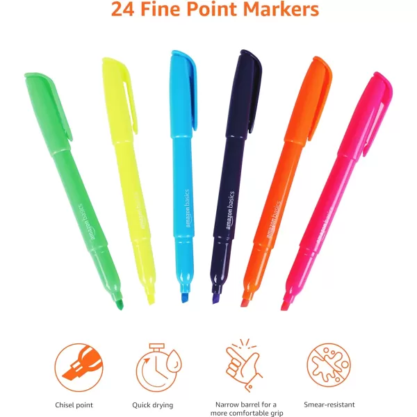 Amazon Basics Chisel Tip Fluorescent Ink Highlighters Assorted Colors  Pack of 1224 Pack