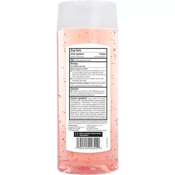 Amazon Basics Clarifying Pink Grapefruit Body Wash 2 Salicylic Acid Acne Treatment Dermatologist Tested 85 Fluid Ounces Pack of 1850 Fl Oz Pack of 1