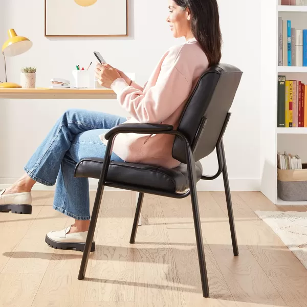 Amazon Basics Classic Faux Leather Office Desk Guest Chair with Metal Frame Black 274D x 236W x 358H inAmazon Basics Classic Faux Leather Office Desk Guest Chair with Metal Frame Black 274D x 236W x 358H in