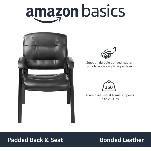 Amazon Basics Classic Faux Leather Office Desk Guest Chair with Metal Frame Black 274D x 236W x 358H inAmazon Basics Classic Faux Leather Office Desk Guest Chair with Metal Frame Black 274D x 236W x 358H in