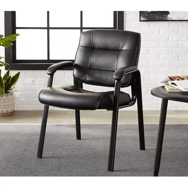 Amazon Basics Classic Faux Leather Office Desk Guest Chair with Metal Frame Black 274D x 236W x 358H inAmazon Basics Classic Faux Leather Office Desk Guest Chair with Metal Frame Black 274D x 236W x 358H in
