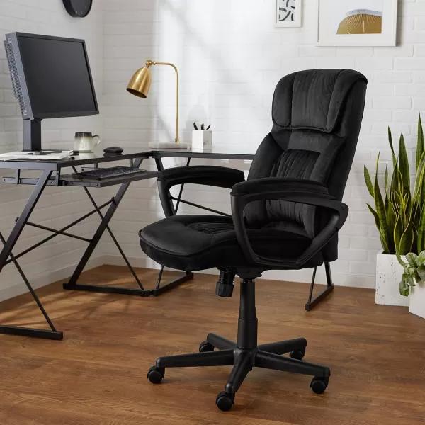 Amazon Basics Classic Office Desk Computer Chair  Adjustable Swiveling UltraSoft Microfiber Lumbar Support 28D x 25W x 435H BlackBlack