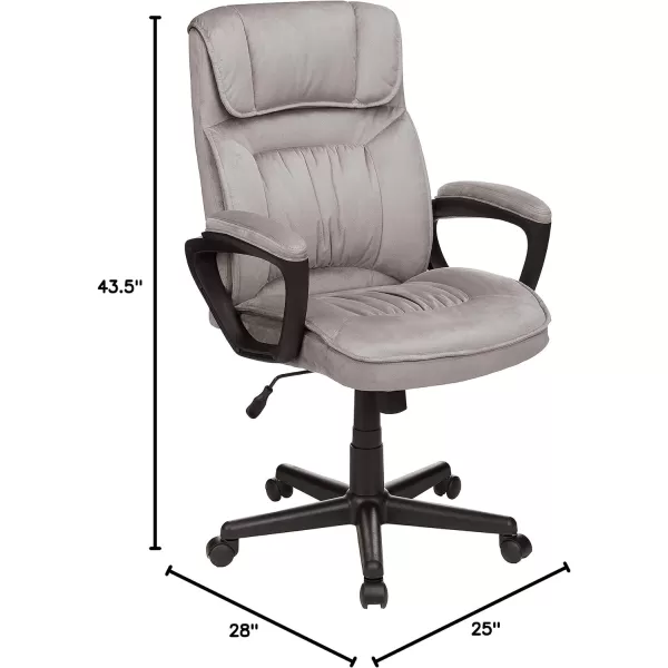 Amazon Basics Classic Office Desk Computer Chair  Adjustable Swiveling UltraSoft Microfiber Lumbar Support 28D x 25W x 435H BlackLight Gray