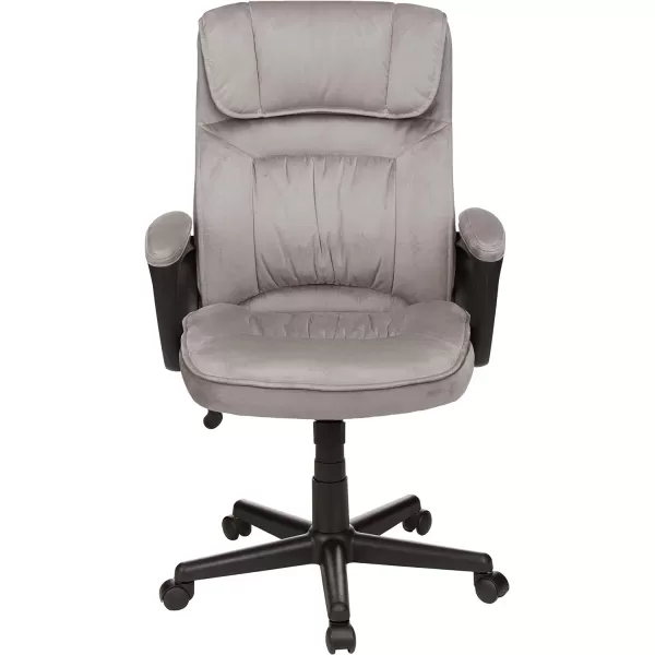 Amazon Basics Classic Office Desk Computer Chair  Adjustable Swiveling UltraSoft Microfiber Lumbar Support 28D x 25W x 435H BlackLight Gray