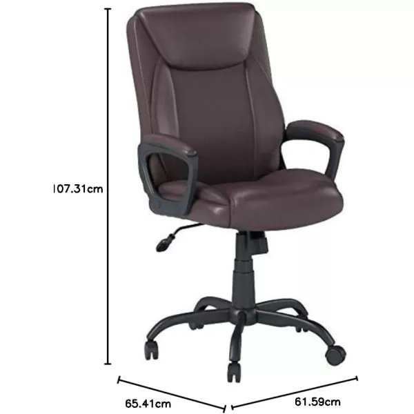 Amazon Basics Classic Puresoft PU Padded MidBack Office Computer Desk Chair with Armrest 26D x 2375W x 42H BlackBrown