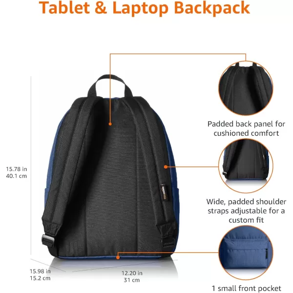 Amazon Basics Classic School Backpack  Black1Pack Backpack Only Navy