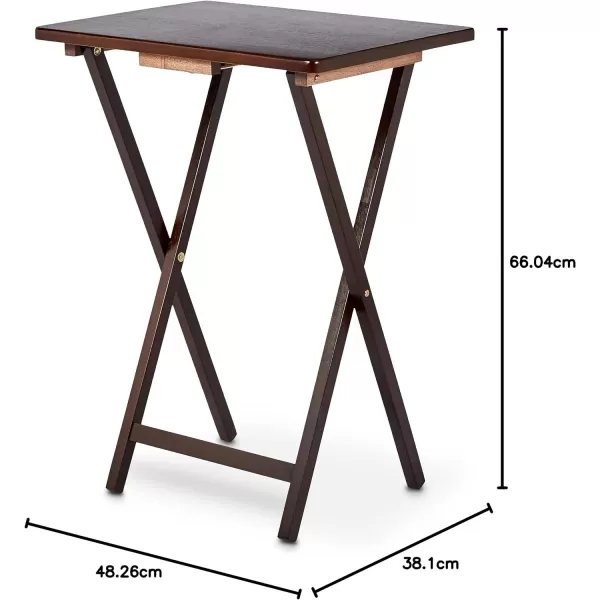Amazon Basics Classic TV Dinner Rectangular Folding Tray Table with Storage Rack  4Pack Espresso 328D x 2138W x 591HEspresso