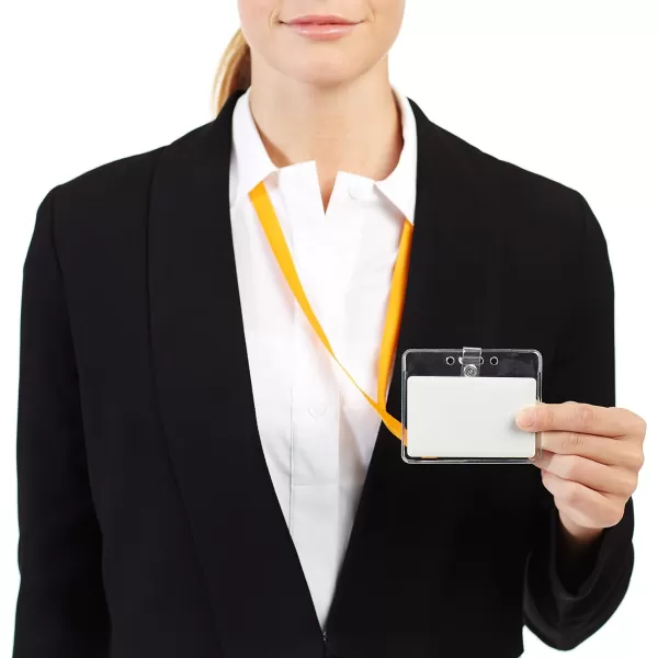 Amazon Basics Clear Name ID Badge Holder  Vertical Pack of 50Horizontal