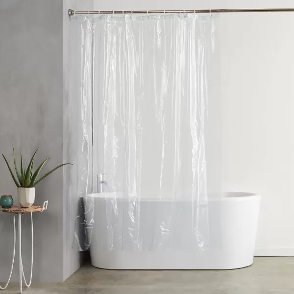 Amazon Basics Clear Vinyl Shower Curtain Liner Heavyweight Liner with Rustproof Metal Grommets and Plastic Shower Hooks  72 x 72 Inches ClearAmazon Basics Clear Vinyl Shower Curtain Liner Heavyweight Liner with Rustproof Metal Grommets and Plastic Shower Hooks  72 x 72 Inches Clear