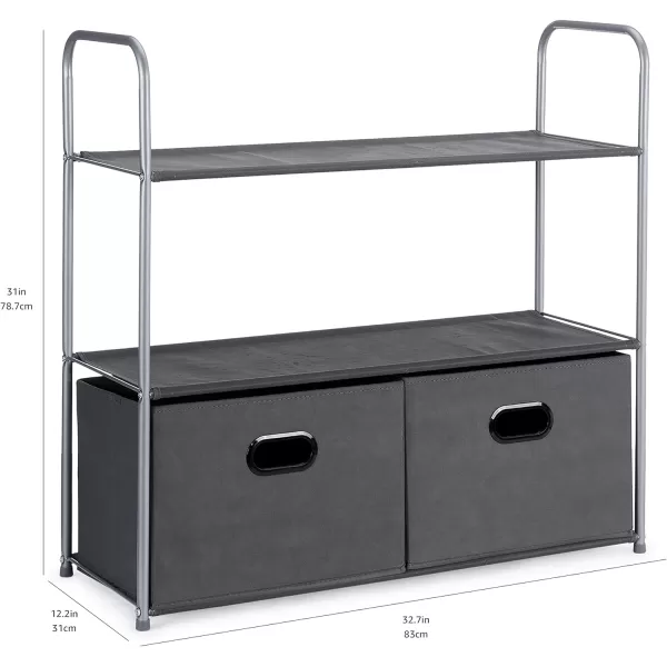 Amazon Basics Closet Storage Organizer with Fabric Bins and Shelves Grey 327 x 122 x 31Amazon Basics Closet Storage Organizer with Fabric Bins and Shelves Grey 327 x 122 x 31