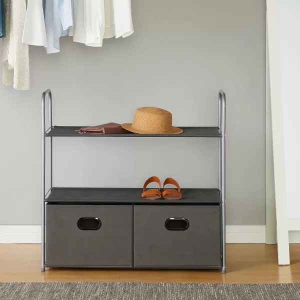 Amazon Basics Closet Storage Organizer with Fabric Bins and Shelves Grey 327 x 122 x 31Amazon Basics Closet Storage Organizer with Fabric Bins and Shelves Grey 327 x 122 x 31