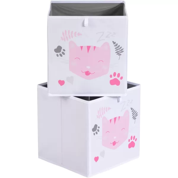 Amazon Basics Collapsible Fabric Storage Cube Organizer Bins  Pack of 6 White 13x15x13105x105x11 Rosy Kitties