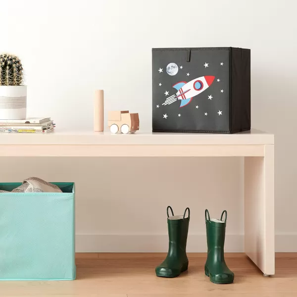 Amazon Basics Collapsible Fabric Storage Cube Organizer Bins  Pack of 6 White 13x15x13105x105x11 Space Rockets