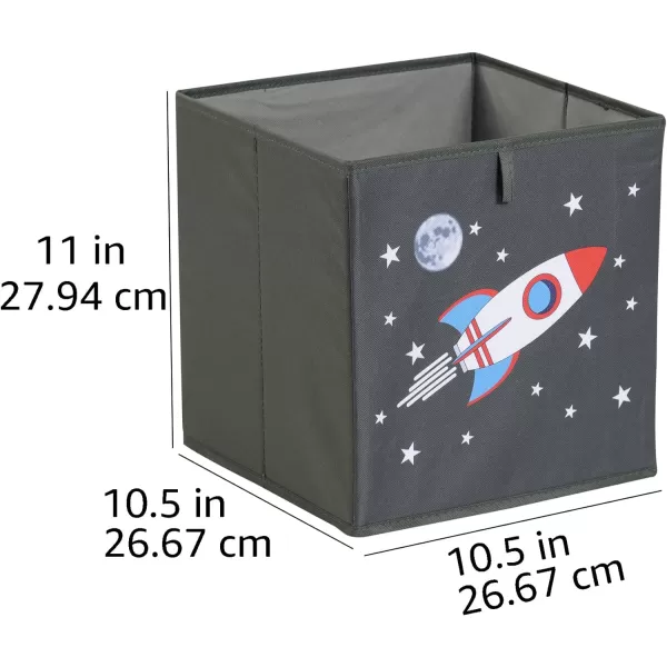 Amazon Basics Collapsible Fabric Storage Cube Organizer Bins  Pack of 6 White 13x15x13105x105x11 Space Rockets