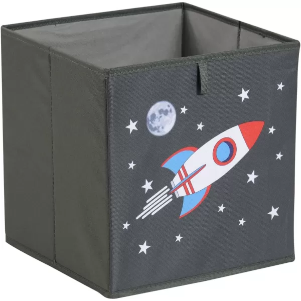 Amazon Basics Collapsible Fabric Storage Cube Organizer Bins  Pack of 6 White 13x15x13105x105x11 Space Rockets
