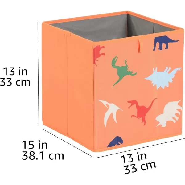 Amazon Basics Collapsible Fabric Storage Cube Organizer Bins  Pack of 6 White 13x15x1313x15x13 Dino Squad