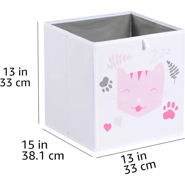 Amazon Basics Collapsible Fabric Storage Cube Organizer Bins  Pack of 6 White 13x15x1313x15x13 Rosy Kitties