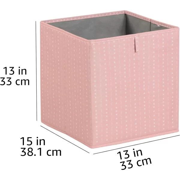 Amazon Basics Collapsible Fabric Storage Cube Organizer Bins  Pack of 6 White 13x15x1313x15x13 Salmon Stripe