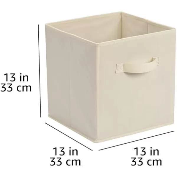 Amazon Basics Collapsible Fabric Storage Cubes Organizer with Handles 105x105x11 Beige  Pack of 6Beige 13x13x13