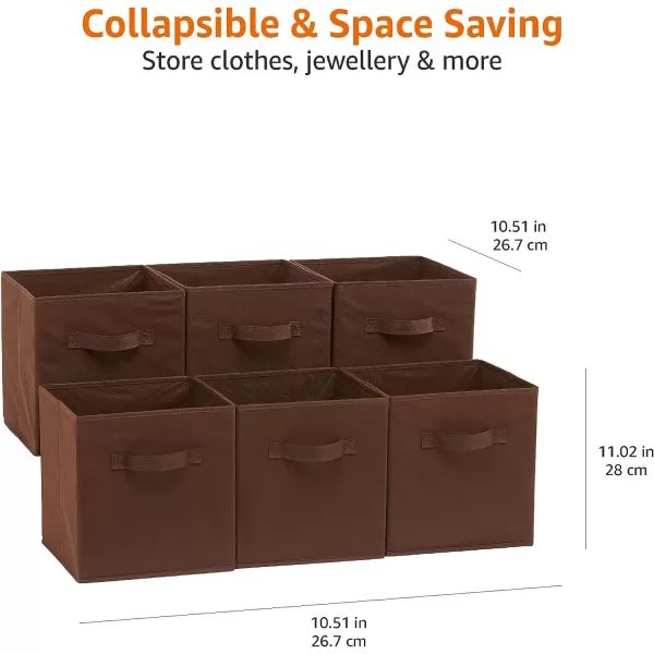 Amazon Basics Collapsible Fabric Storage Cubes Organizer with Handles 105x105x11 Beige  Pack of 6Brown 105x105x11