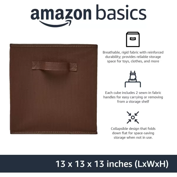 Amazon Basics Collapsible Fabric Storage Cubes Organizer with Handles 105x105x11 Beige  Pack of 6Brown 13x13x13