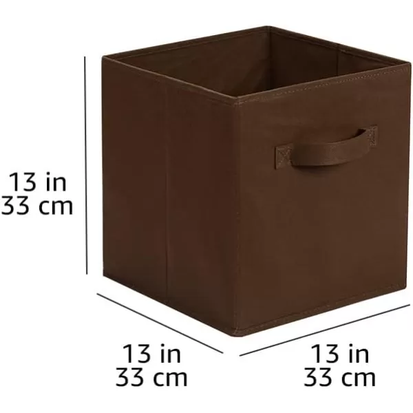 Amazon Basics Collapsible Fabric Storage Cubes Organizer with Handles 105x105x11 Beige  Pack of 6Brown 13x13x13