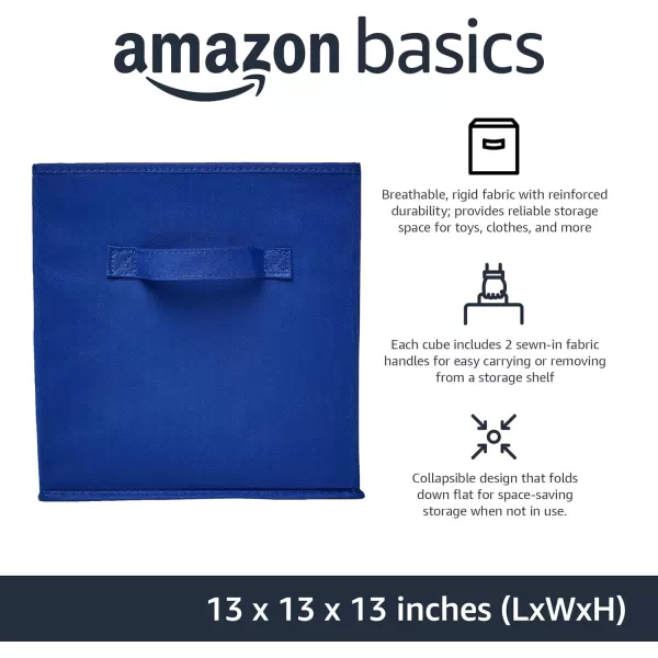 Amazon Basics Collapsible Fabric Storage Cubes Organizer with Handles 105x105x11 Beige  Pack of 6Navy 13x13x13