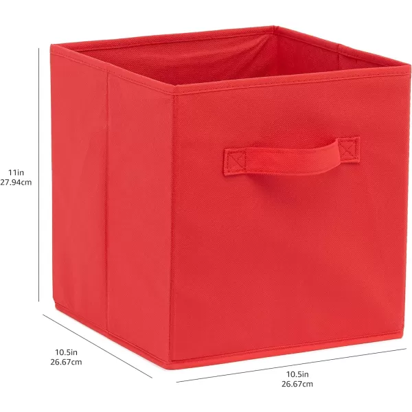 Amazon Basics Collapsible Fabric Storage Cubes Organizer with Handles 105x105x11 Beige  Pack of 6Red 105x105x11