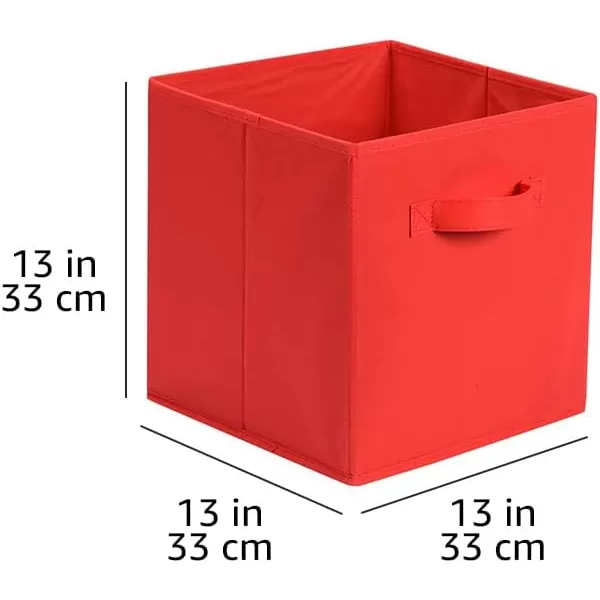 Amazon Basics Collapsible Fabric Storage Cubes Organizer with Handles 105x105x11 Beige  Pack of 6Red 13x13x13