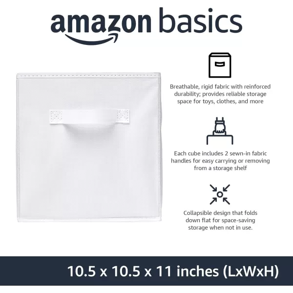 Amazon Basics Collapsible Fabric Storage Cubes Organizer with Handles 105x105x11 Beige  Pack of 6White 105x105x11