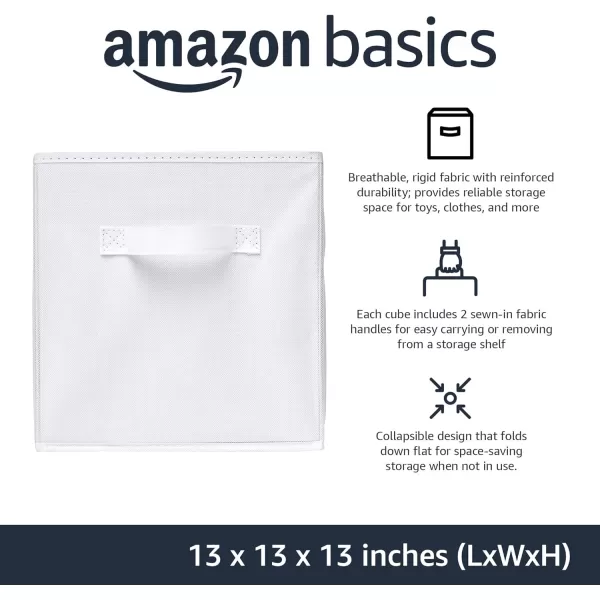 Amazon Basics Collapsible Fabric Storage Cubes Organizer with Handles 105x105x11 Beige  Pack of 6White 13x13x13