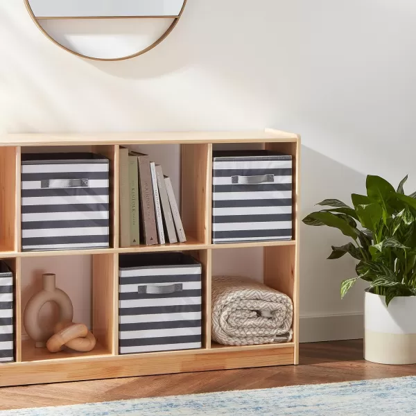 Amazon Basics Collapsible Fabric Storage Cubes Organizer with Handles 105x105x11 Beige  Pack of 6White Light Grey Stripe 105x105x11