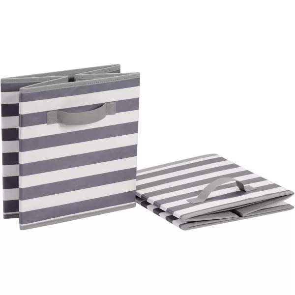 Amazon Basics Collapsible Fabric Storage Cubes Organizer with Handles 105x105x11 Beige  Pack of 6White Light Grey Stripe 105x105x11