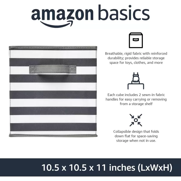 Amazon Basics Collapsible Fabric Storage Cubes Organizer with Handles 105x105x11 Beige  Pack of 6White Light Grey Stripe 105x105x11