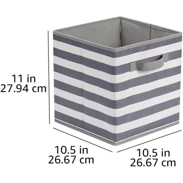 Amazon Basics Collapsible Fabric Storage Cubes Organizer with Handles 105x105x11 Beige  Pack of 6White Light Grey Stripe 105x105x11