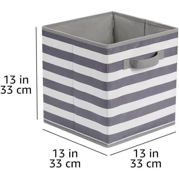 Amazon Basics Collapsible Fabric Storage Cubes Organizer with Handles 105x105x11 Beige  Pack of 6White Light Grey Stripe 13x13x13