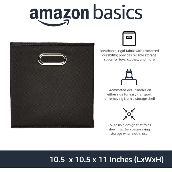 Amazon Basics Collapsible Fabric Storage Cubes with Oval Grommets  6Pack LinkedBlack