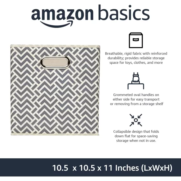 Amazon Basics Collapsible Fabric Storage Cubes with Oval Grommets  6Pack LinkedChevron Grey