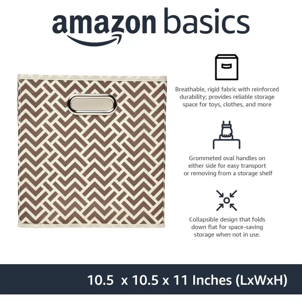 Amazon Basics Collapsible Fabric Storage Cubes with Oval Grommets  6Pack LinkedChevron Taupe