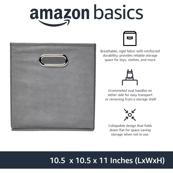 Amazon Basics Collapsible Fabric Storage Cubes with Oval Grommets  6Pack LinkedLight Grey