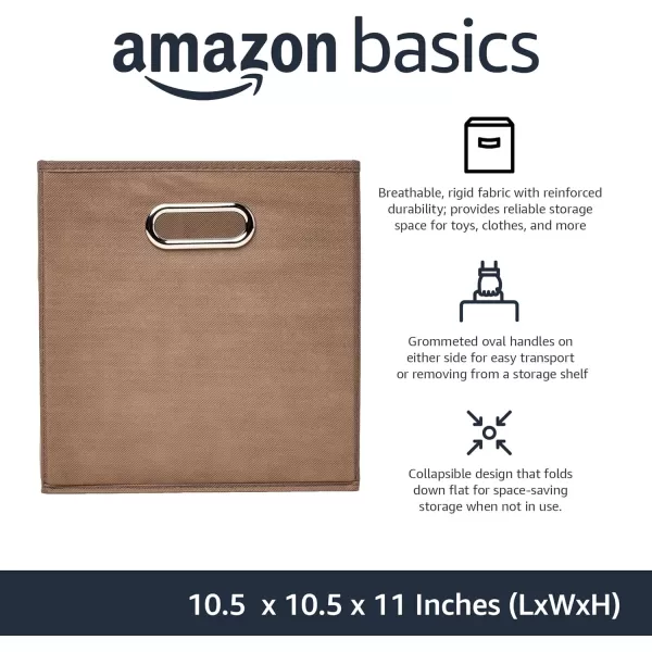 Amazon Basics Collapsible Fabric Storage Cubes with Oval Grommets  6Pack LinkedTaupe
